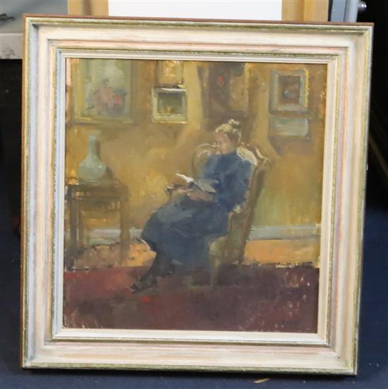 Peter Cuhfeld (b.1952) Sue Reading 16 x 15in., New Grafton Gallery label verso